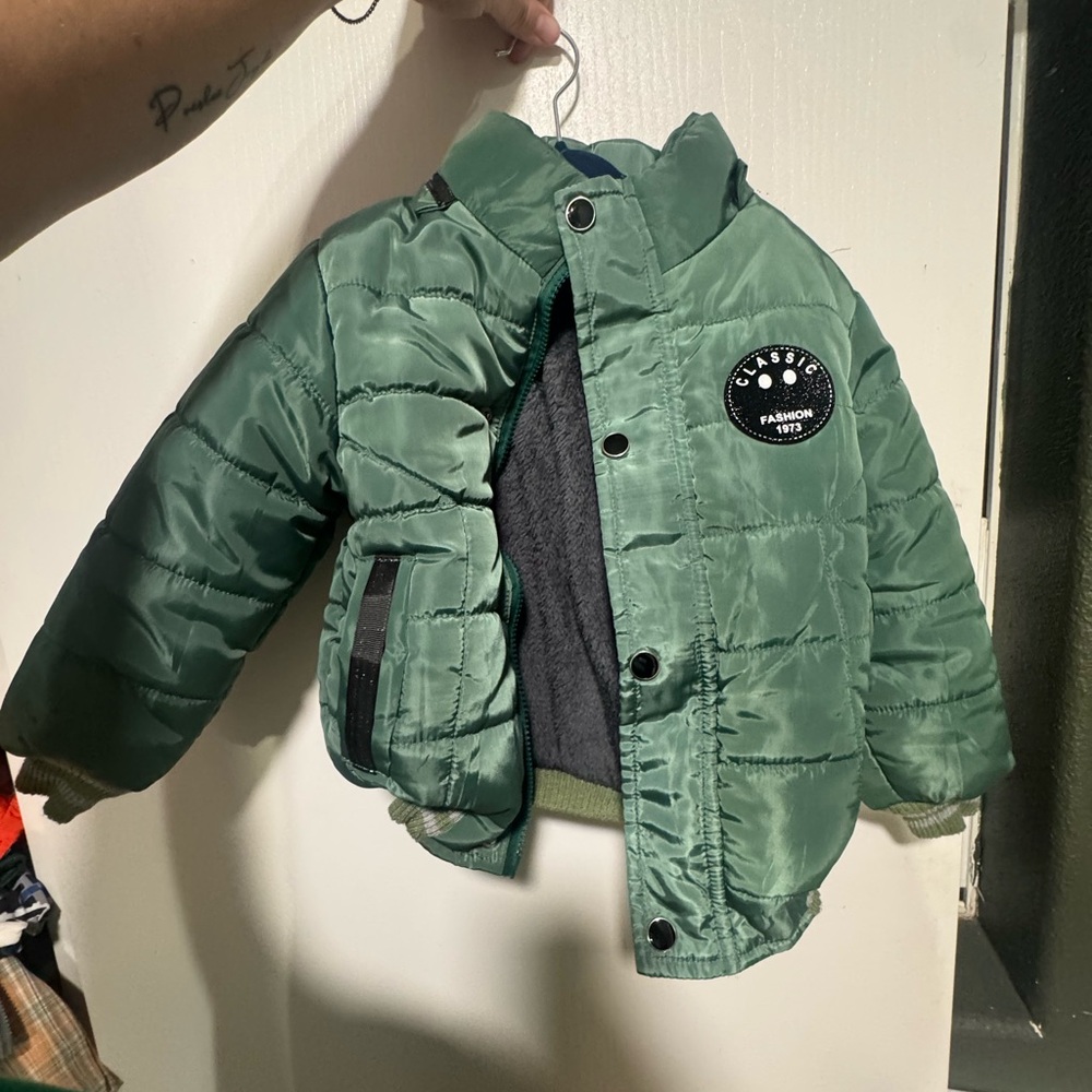 Classic Forest Green Kids Puffer Jacket